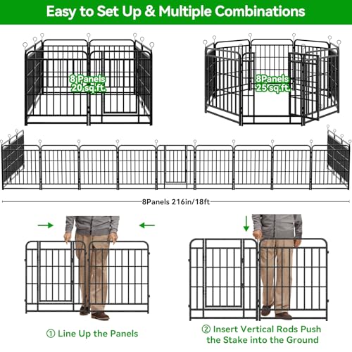 Heavy Duty Dog Playpen 8 Steel Panels 47" Height (27"W x 47"H)