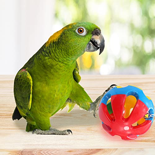 3 Pack Bird Chew Bells Balls Parrot Training Toy for Cockatiel (D - Parrot Ball Toy)