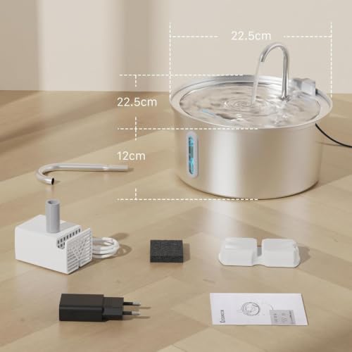 108oz 3.2L Cat Water Fountain Stainless Steel with 6 Filters 3 Sponges