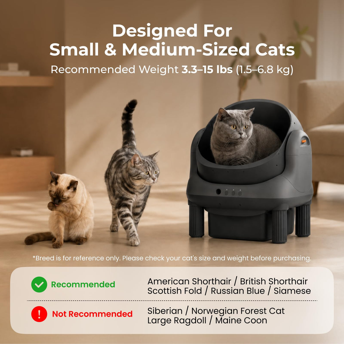 Open Top L1 Self Cleaning Litter Box (Black)