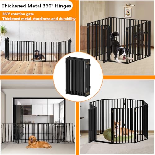 Metal Dog Gate with Door Free Standing for Indoor Use (32" 8 Panels)