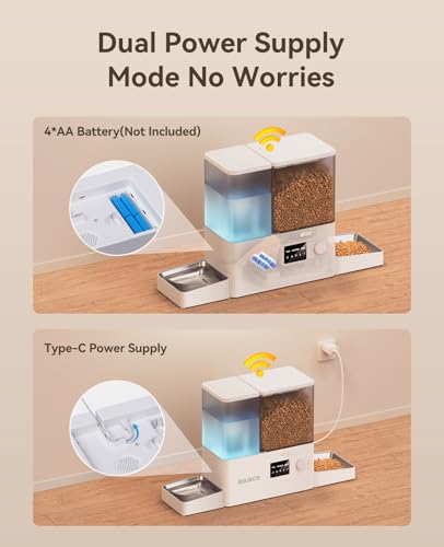 Automatic Cat Feeder and Water Dispenser (White / 8.5L-WiFi)