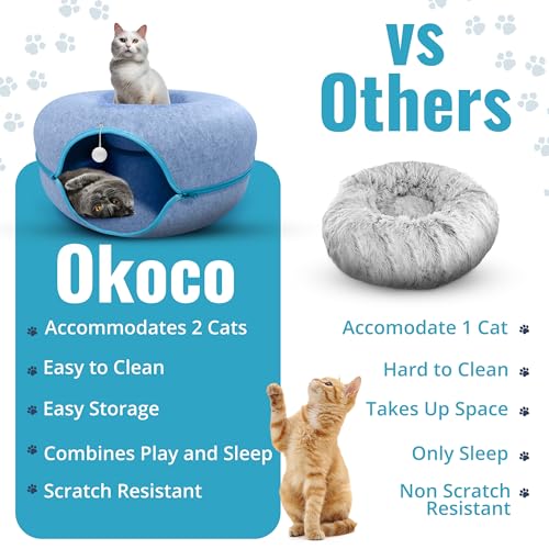 Cat Tunnel Bed for Indoor Cats Large (Light Blue)
