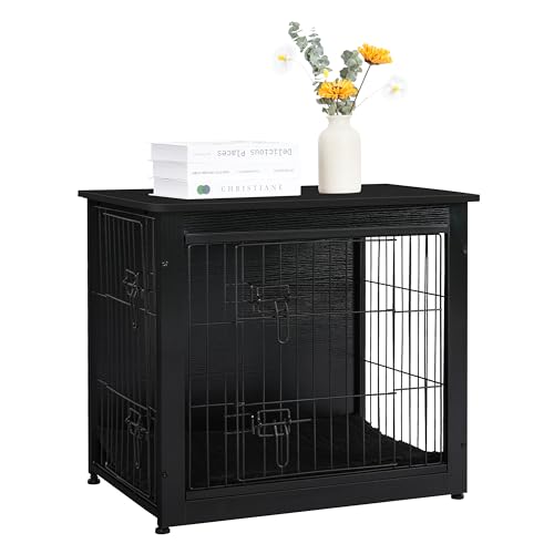 27" Dog Crate Furniture (Black / 27.2"L x 20.1"W x 23.6"H)