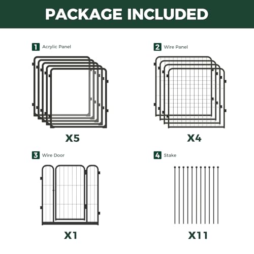 AuraSpace Pro Acrylic & Wire Mesh Indoor Dog Playpen (Black / 24"H)