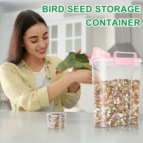 Pet Dog Cat Food Storage Container 5 to 7 lbs with Can Cover and Mixing Spoon (Pink 6Qt)