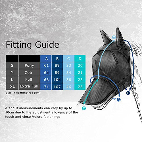 CareMaster Ergonomically Designed Thick Fleece Padding Fly Mask Half Face Silver (Silver/Blue / Full (Large))