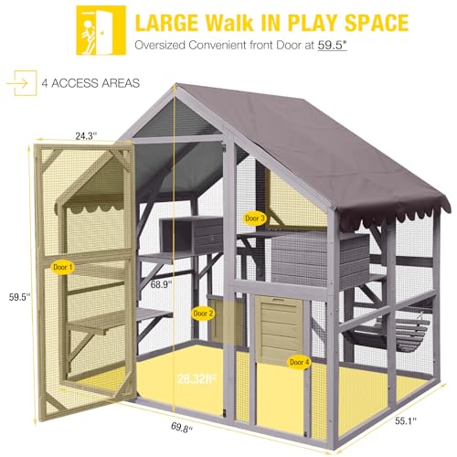 Large Catio Outdoor Cat Enclosure Window Design for 6