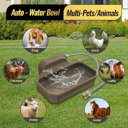 135OZ Automatic Water Dispenser for Large Dogs Patented Outdoor Dog Water Bowl Dispenser Automatic Dog Feeder Fit 3 (Brown / 135oz)