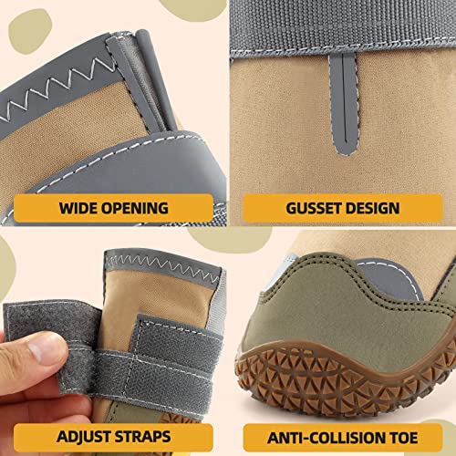 Dog Boots for Large Dogs (Light Khaki / Width 1.77 Inch)