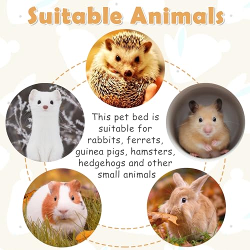 Rabbit Cave Sleeping Bed Guinea Pig Hideout Cozy House Pet Soft Warm Fleece Winter Slipper Cushion Small Animal Nest Cage for Ferrets Squirrel Hamster Chinchilla Rat Hedgehog Bunny (Dark Gray)