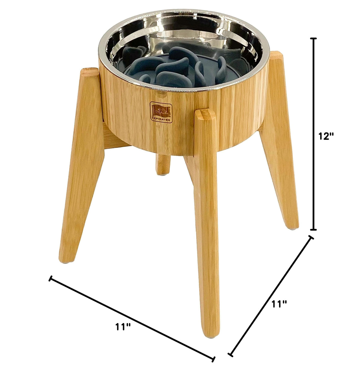 Slow Feeder Dog Bowl for Large Dogs (Height: 12", Slow Feeder Bowl: 8" / Bamboo-SF12)