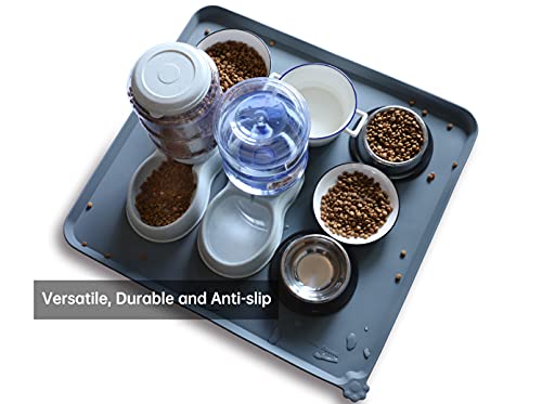 XX Large Silicone Pet Feeding Mats (28"L x 26"W / Gray)