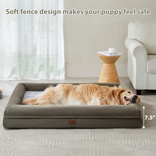 XXXL Big Large Orthopedic for Senior Dog Bed Comfy Sleeping (Dark Green / XXX-L (53x43x7.5in))