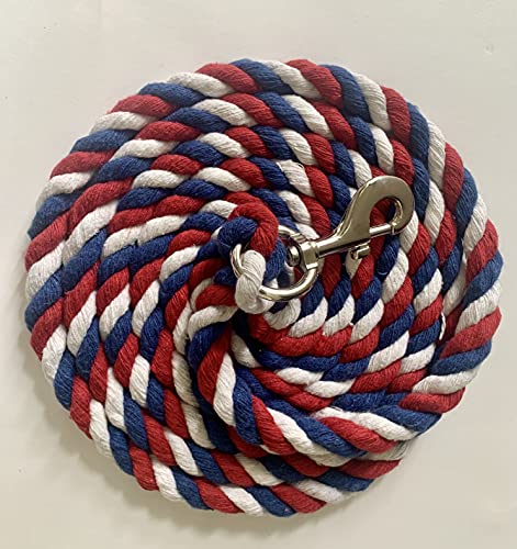 Pack of 2 Solid Cotton Lead Rope for Horses & Livestock (Patriotic)
