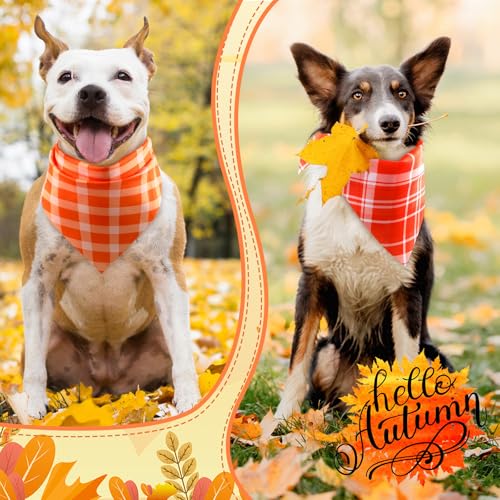 50 Pcs Fall Plaid Dog Bandanas Bulk (Fall Plaid / 31.5 x 21.7 x 21.7")