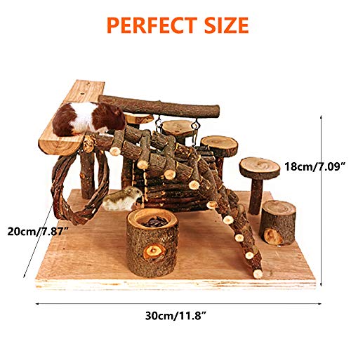 Wooden Hamster Playground Platform (Swinging wooden rings and wooden Bridges)