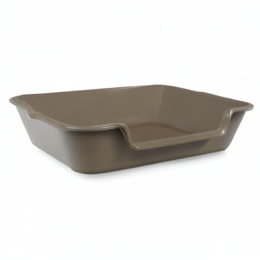 Extra Large Low Entry ABS Cat Litter Box (Large (Pack of 2) / Brown)