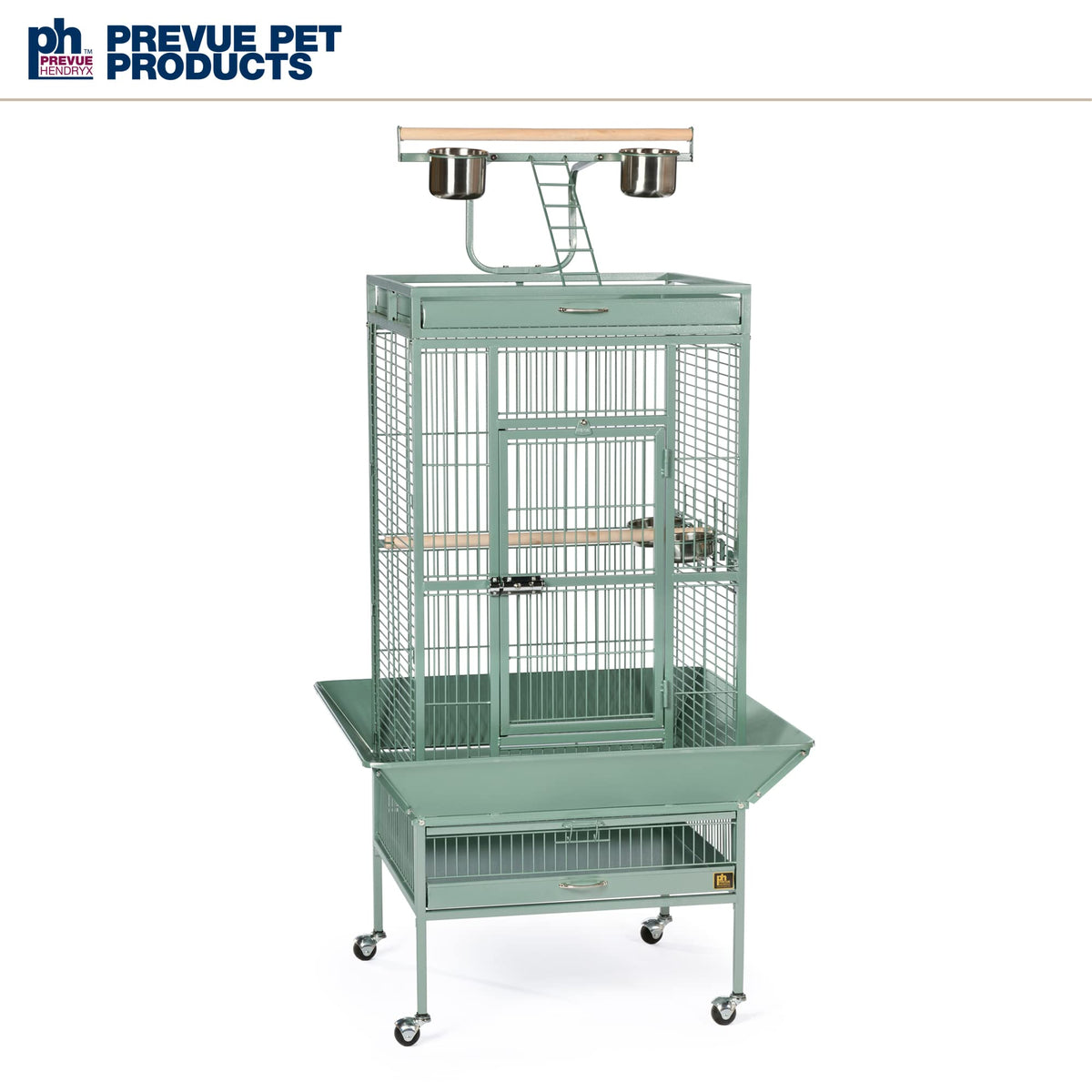 Wrought Iron Select Bird Cage Seed Guard (Sage Green / 24.0"L x 20.0"W x 60.0"H)