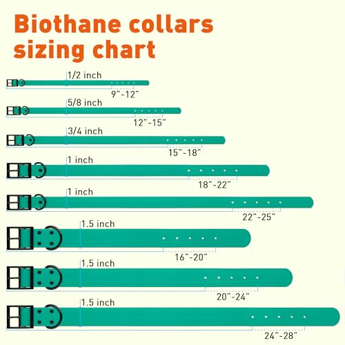 Biothane Waterproof Dog Collar Strong Coated Nylon Webbing with Black Hardware Odor (W3/4" x L15-18" / Teal)