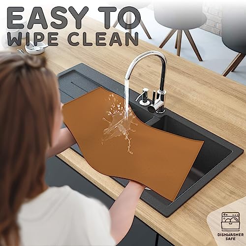 Dog Food Mat 24x15 Raised Edges Dogs Mat for Food and Water Prevent Spill (24"L x 15"W / Paprika)