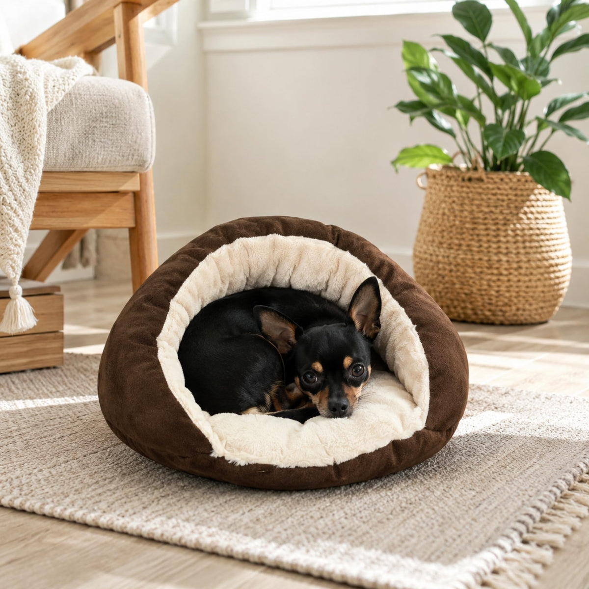 Sleep Zone Cuddle Cave Pet Bed (Brown)