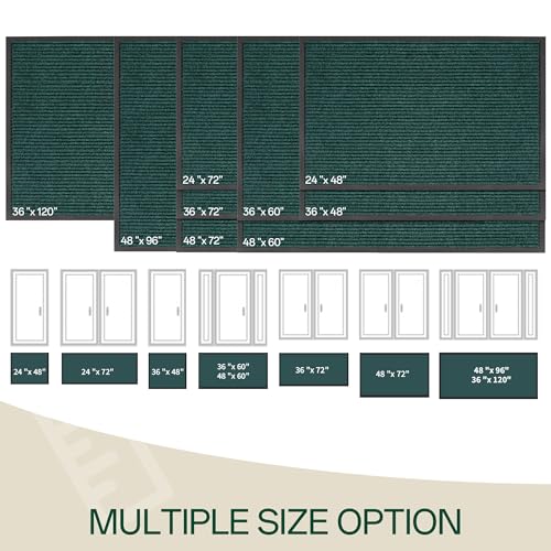 Indoor Outdoor Door Mat (Green Striped / 4' x 8' (Rectangular))