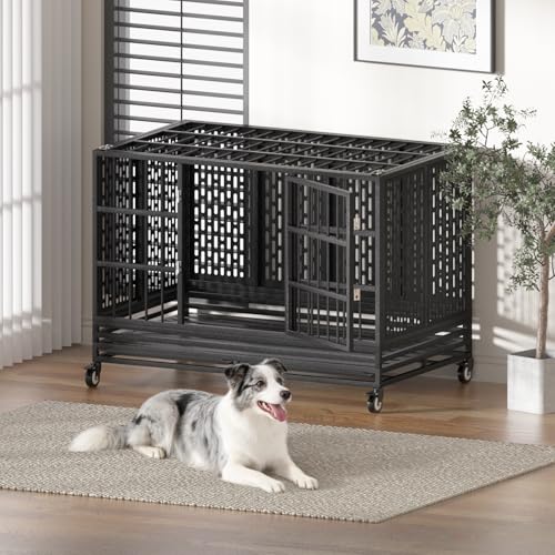 48 Inch Heavy Duty Dog Crate with Wheels (47.2"L x 28.9"W x 29.9"H)