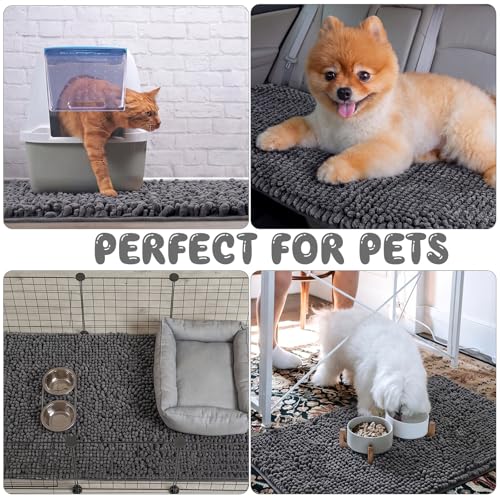 4 Pcs Guinea Pig Cage Liner (Dark Gray / 12 x 12 Inch / Shaggy Chenille)