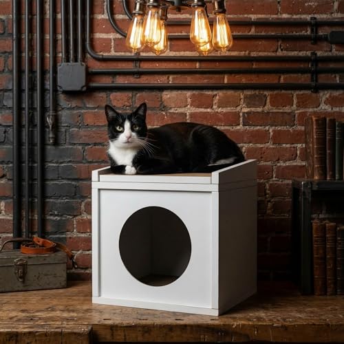 Meowdium Cat House for Indoor Cats (White)