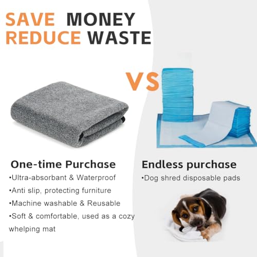 Washable Pee Pads for Dogs (36"x72" -2 Pack / Gray)