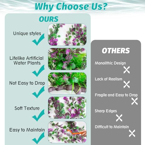Aquarium Plastic Plants Aquarium Decor Artificial Fish Tank Plants (B*2 Pcs / 20.4 in)