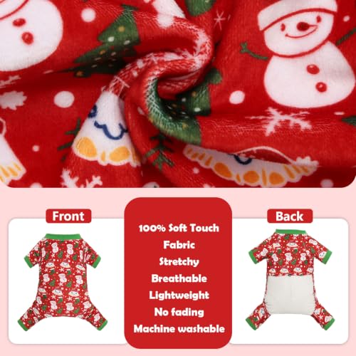 Small Dogs Outfit Soft Puppy Onesies Pjs Christmas Dog Pajamas Pet Coat Cat Apparel Comfy Doggie Jumpsuit Bodysuit for All Seasons P358XL (Cute Snowmen / X-Large)