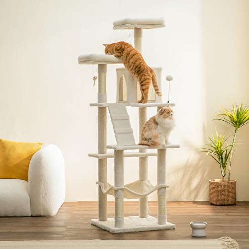 70.1 Inch Large Cat Tree (70.1 in / Beige)