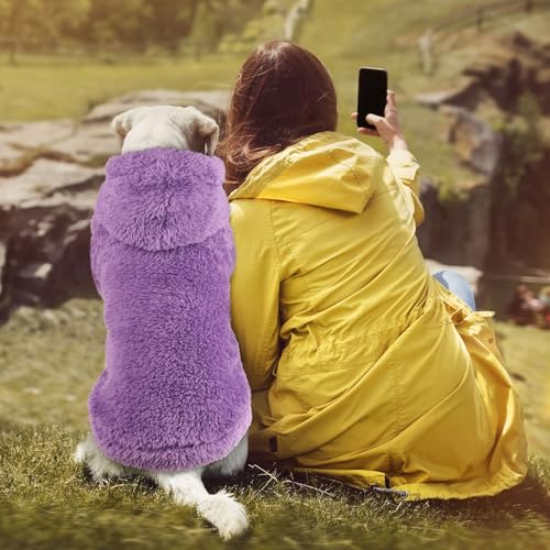 Fuzzy Dog Hoodie Dog Sweaters for Large Dogs Soft Double (Large / Purple)