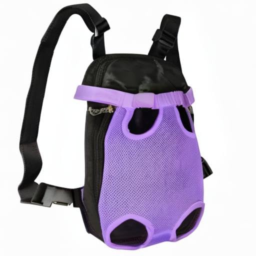 Dog Carrier Backpack Pet Legs Out Front Cat Travel Bag (Small / Purple)