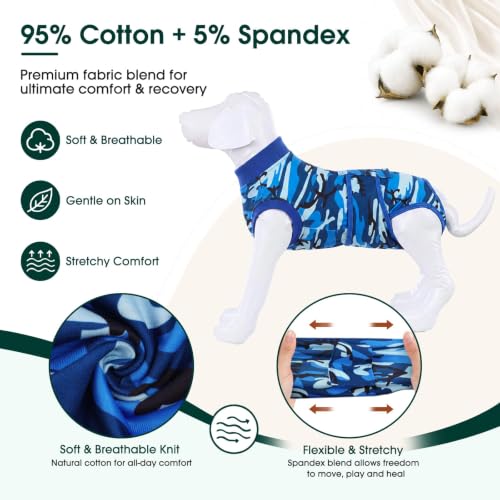 Recovery Suit for Dogs Cats (2x-large (Back:24.8-29.5'', Weight:70+ Lb) / 2#Ocean Camo)