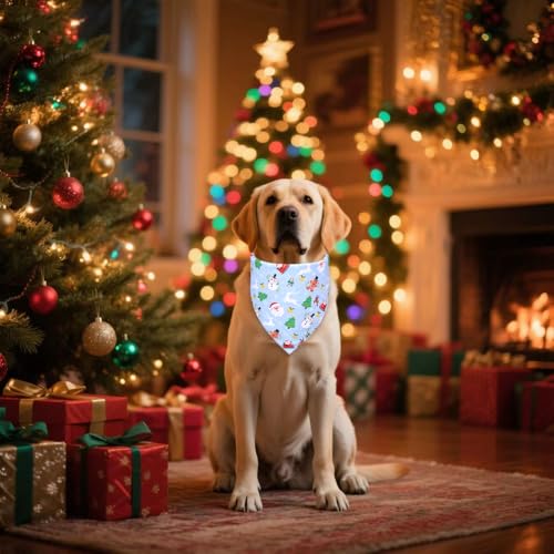 Christmas Dog Bandana for Small Dogs (Christmas - Red&Blue / Small)