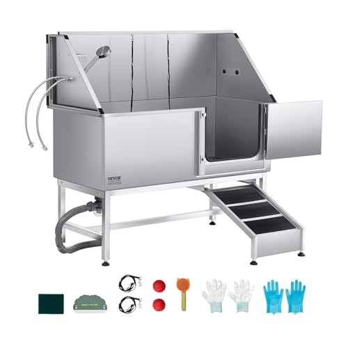 Stainless Steel Dog Washing Station (Right RAMP / 62 inch)