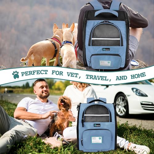 Dog Backpack Carrier Airline Approved Cat Pet Puppy Bag (Light Blue)