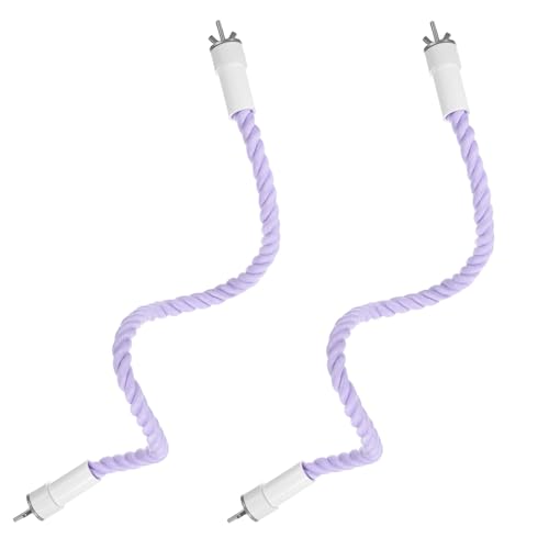 2 Pack Rope Perches for Bird Cages (Purple / 23.6 in)