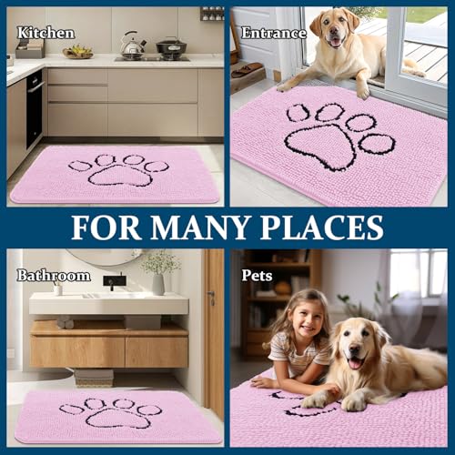 Dog Door Mat for Muddy Paws 30x20 (Pink / 30" X 20")