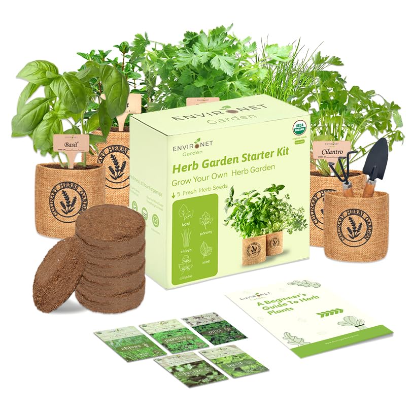 Herb Indoor Garden Kit (Basil, Parsley, Chives, Cilantro, Mint)