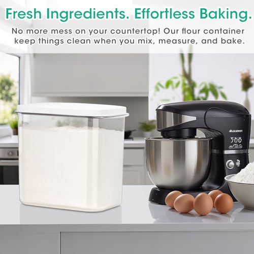 Large Rice Container 25 Lbs with Easy (White/Clear / 12.7 Qt-Pop)