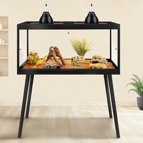 Reptile Enclosure with Leg (Black / 40"x20"x20",65Gallons)