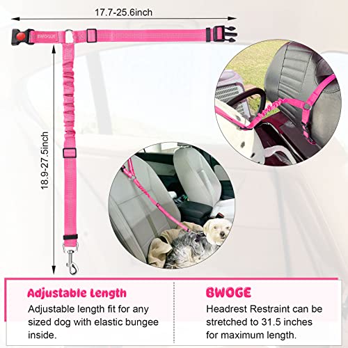 2 Pack Dog Seat Belt for Car (Pink)