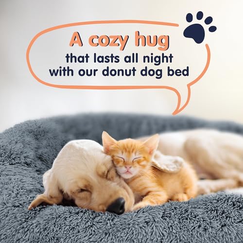 Calming Donut Dog Bed for Small Dogs (Dark Grey / Medium (30"L x 30"W x 9"Th))