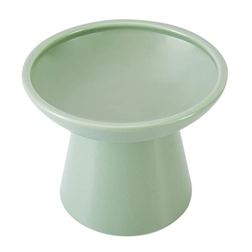 Extra Wide Elevated Ceramic 6.2" Shallow Cat Food Bowl (Sage Green-Shallow)