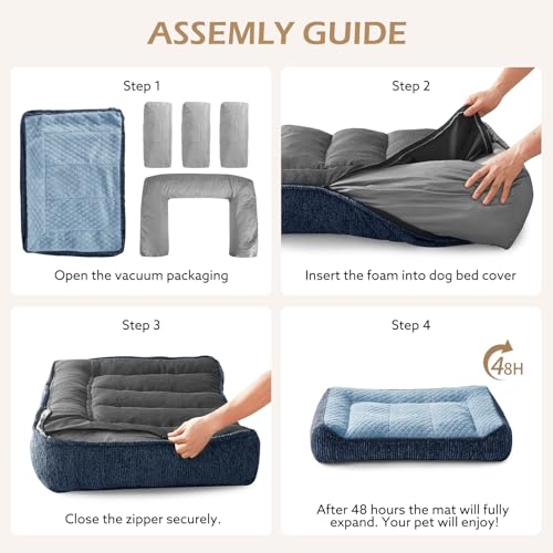 XL Orthopedic Dog Bed for Large Dogs (XL(42"L x 30"W x 8.5"Th) / Blue)