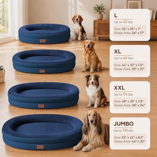 Waterproof Orthopedic Dog Bed for Extra Large Dogs (Navy / 48"L x 35"W x 7.5"Th)